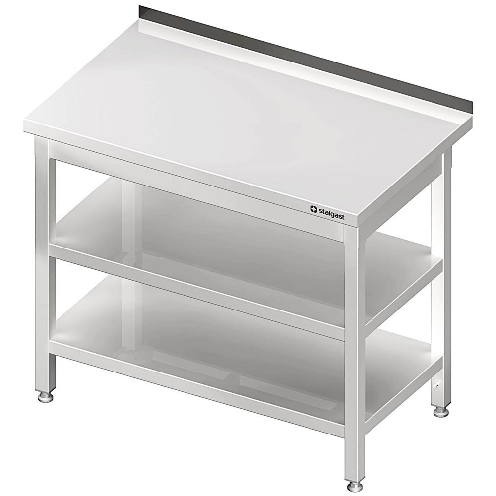 Stalgast Arbeitstisch mit Grund- und Zwischenboden, 1700x700x850 mm, mit Aufkantung, verschweisst