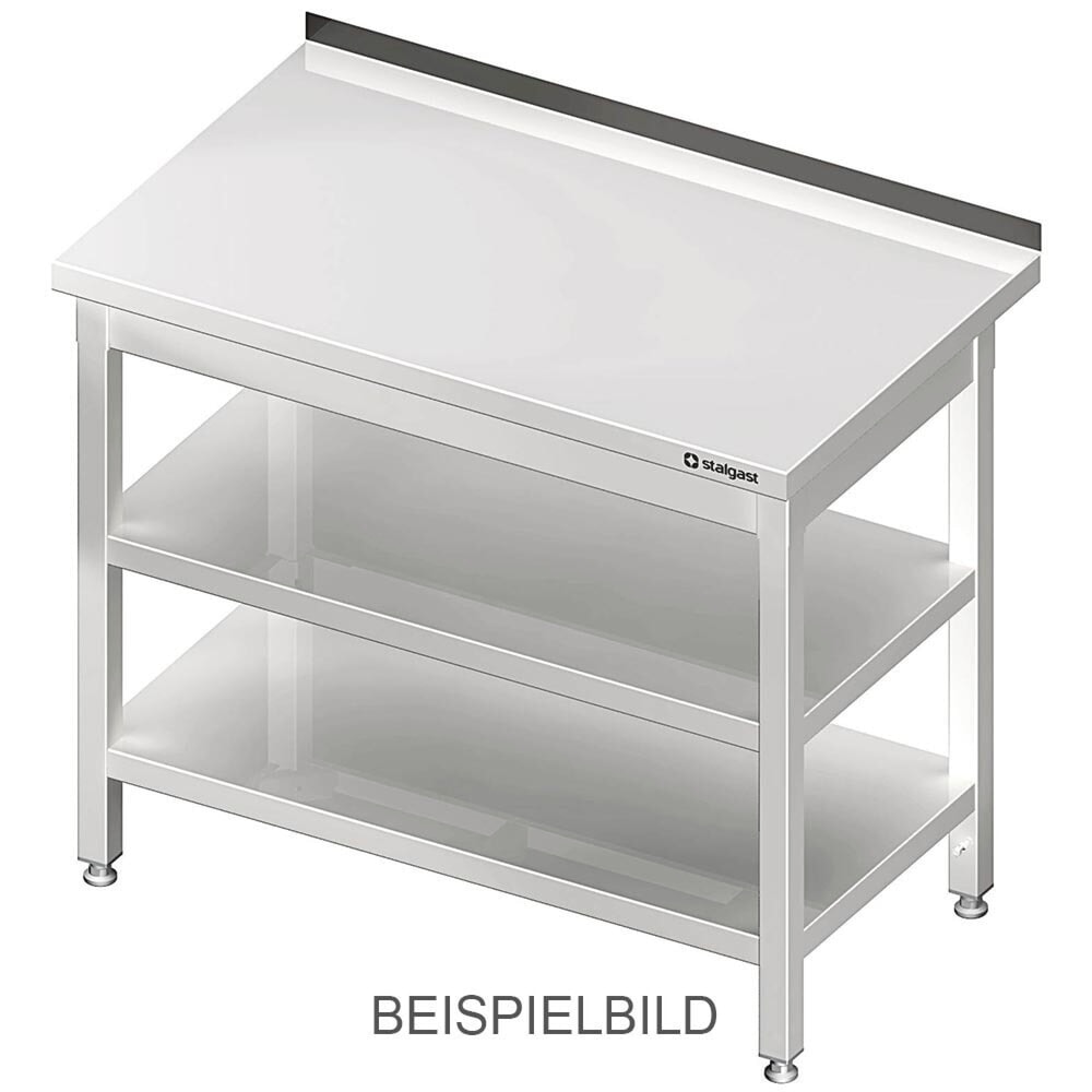 Stalgast Arbeitstisch mit Grund- und Zwischenboden, 600x600x850 mm, ohne Aufkantung, verschweisst
