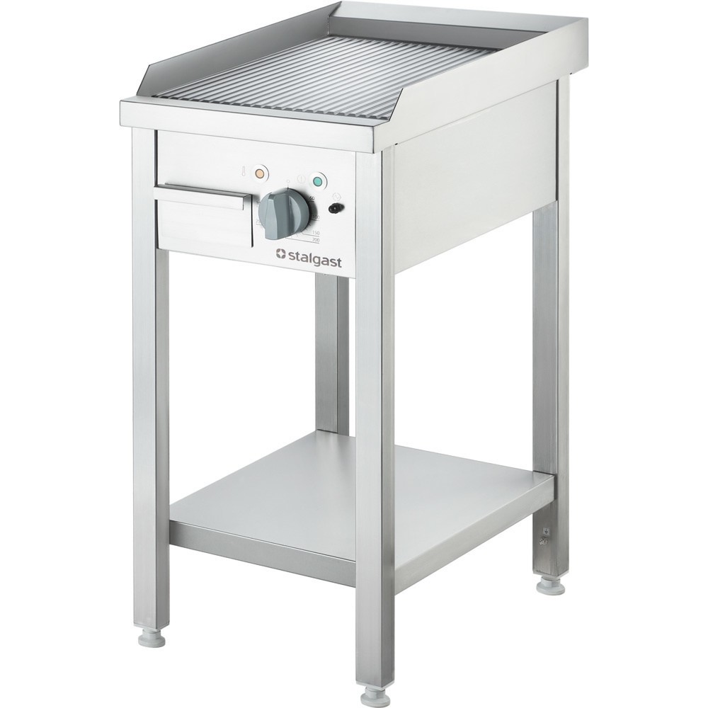 Stalgast Elektro-Griddleplatte als Standgerät gerillt, Unterbau offen, 400 x 700 x 850 mm (BxTxH)