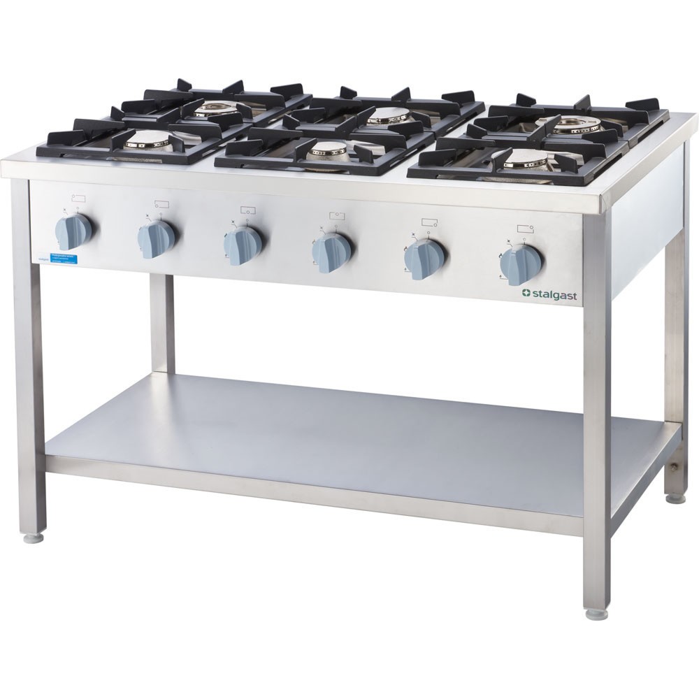 Stalgast Gasherd Serie 900 G20, 6-Brenner (3,5+2x5+2x7+9), 1300 x 900 x 850 mm (BxTxH)