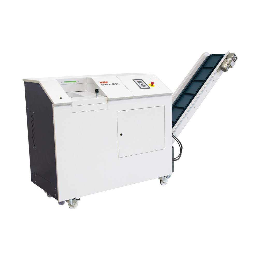 HSM® Medienvernichter StoreEx HDS 230, mit Förderband, einstufig, Partikelschnitt 20 x 40-50 mm