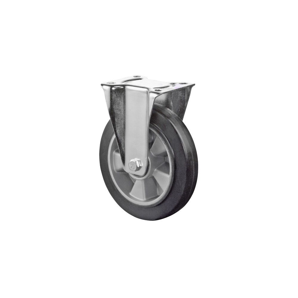 BS ROLLEN Transportrolle Elastikgummi, schwarz, Bockrolle, Kugellager, Platte, Ø x Breite 125 x 40 mm, TK 200 kg