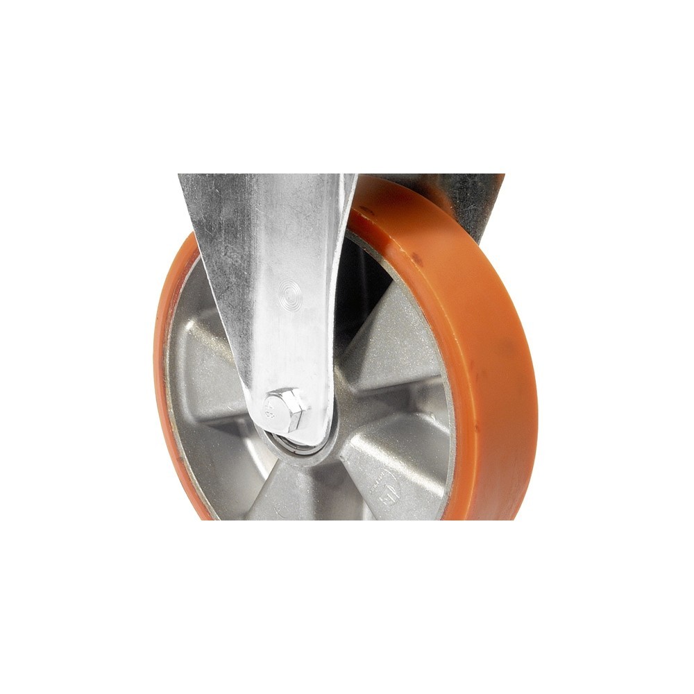 BS ROLLEN Transportrolle Prothane® Guss-Polyurethan, Bockrolle, Kugellager, Platte, Ø x Breite 125 x 50 mm, TK 300 kg