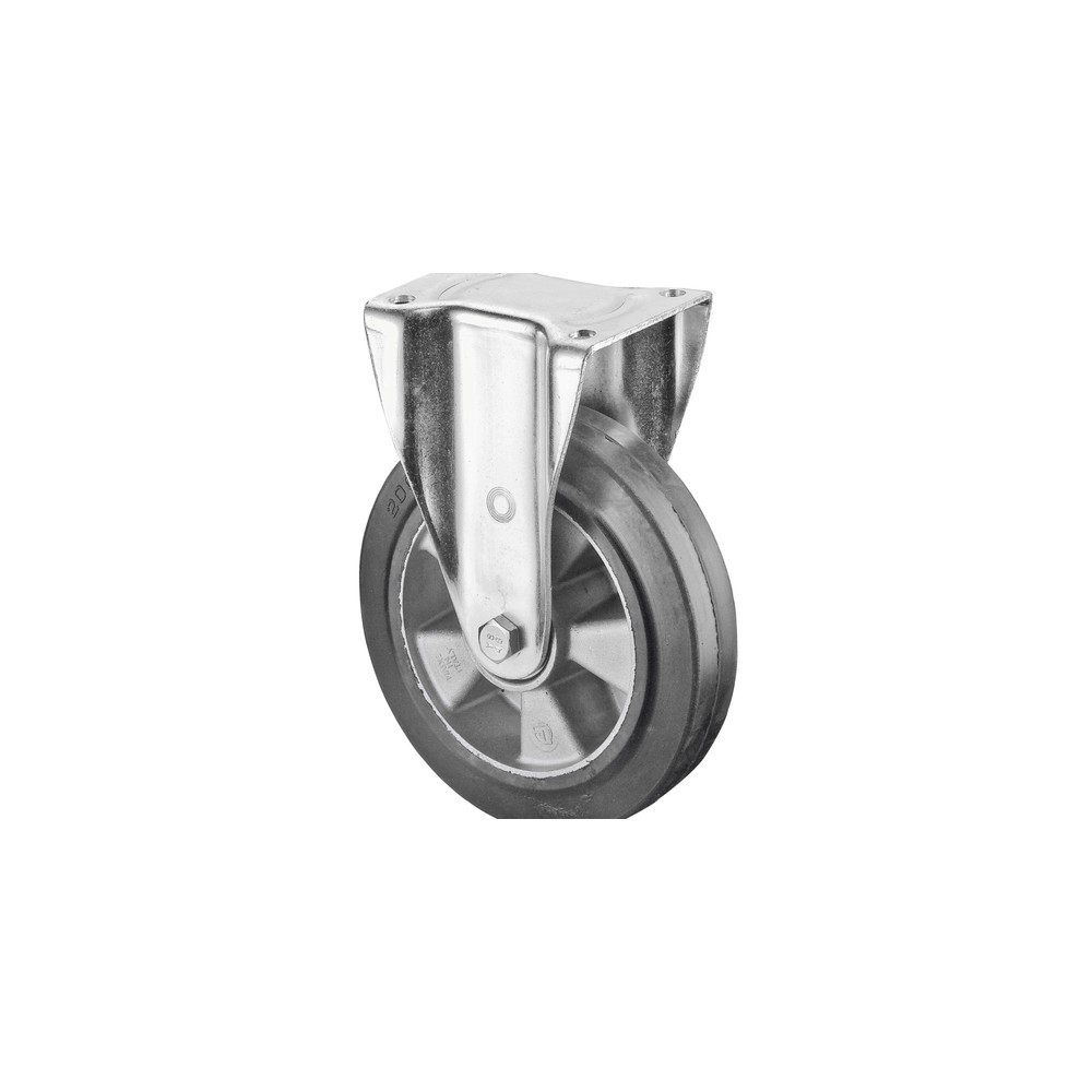 BS ROLLEN Schwerlastrolle Elastikgummi, Bockrolle, Kugellager, Platte, Ø x Breite 125 x 50 mm, TK 220 kg