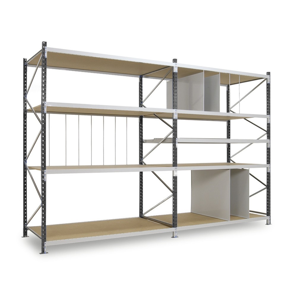 ManOrga Weitspannregal, mit Spanplatten, GF, graphitgrau/lichtgrau, HxBxT 2.500 x 2.250 x 800 mm
