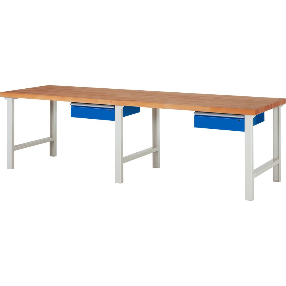 RAU Werkbank Serie 7000, HxBxT 790-1.140 x 3.000 x 900 mm, 2 Schubladen, ErgoScript