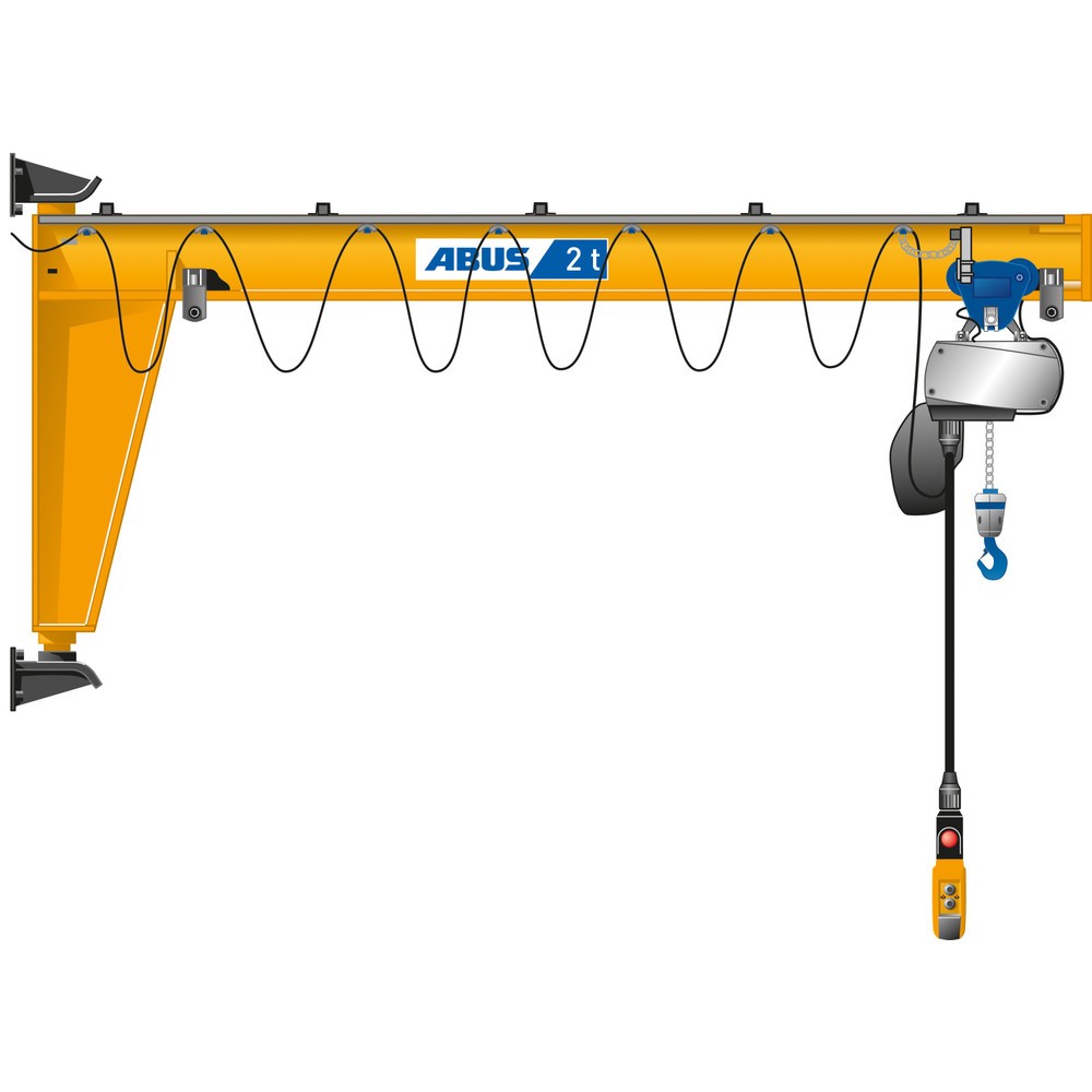 ABUS Schwenkkran VW, Wandausführung, Wandlager, 180° Schwenkbereich, Ausladung 8 m, TK 500 kg