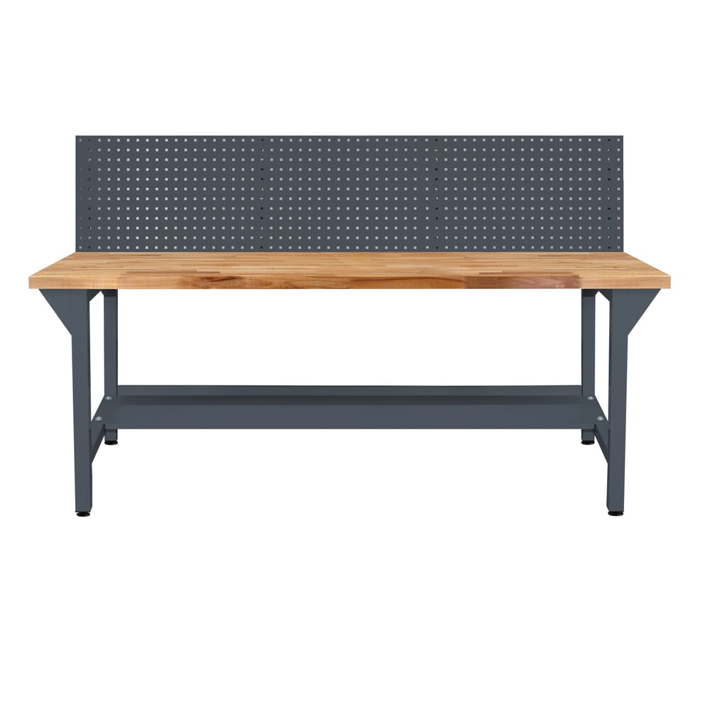 HEMMDAL Werkbank Typ XL mit Lochwand, 200 x 85 x 75 cm – anthrazit
