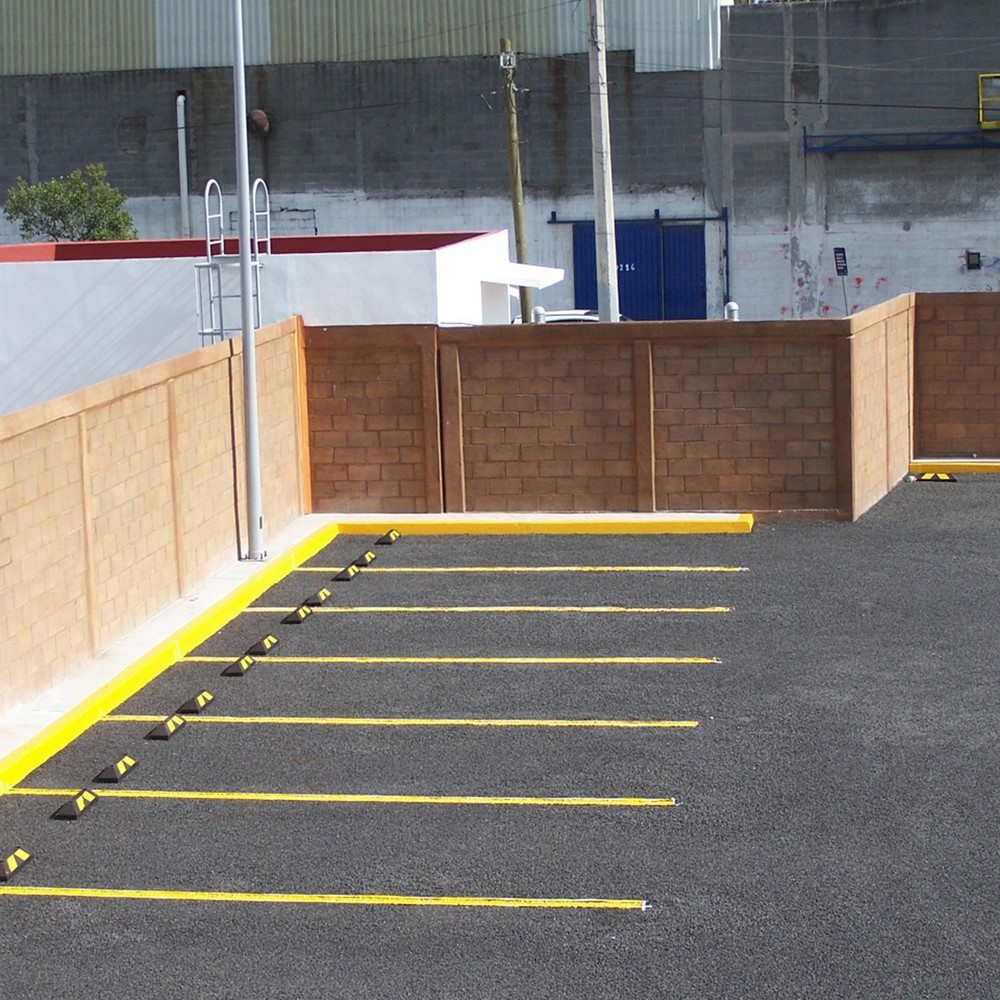 Justrite® Radstopp Mini Park-It®, Recycling-Gummi, Breite 550 mm, schwarz/gelb