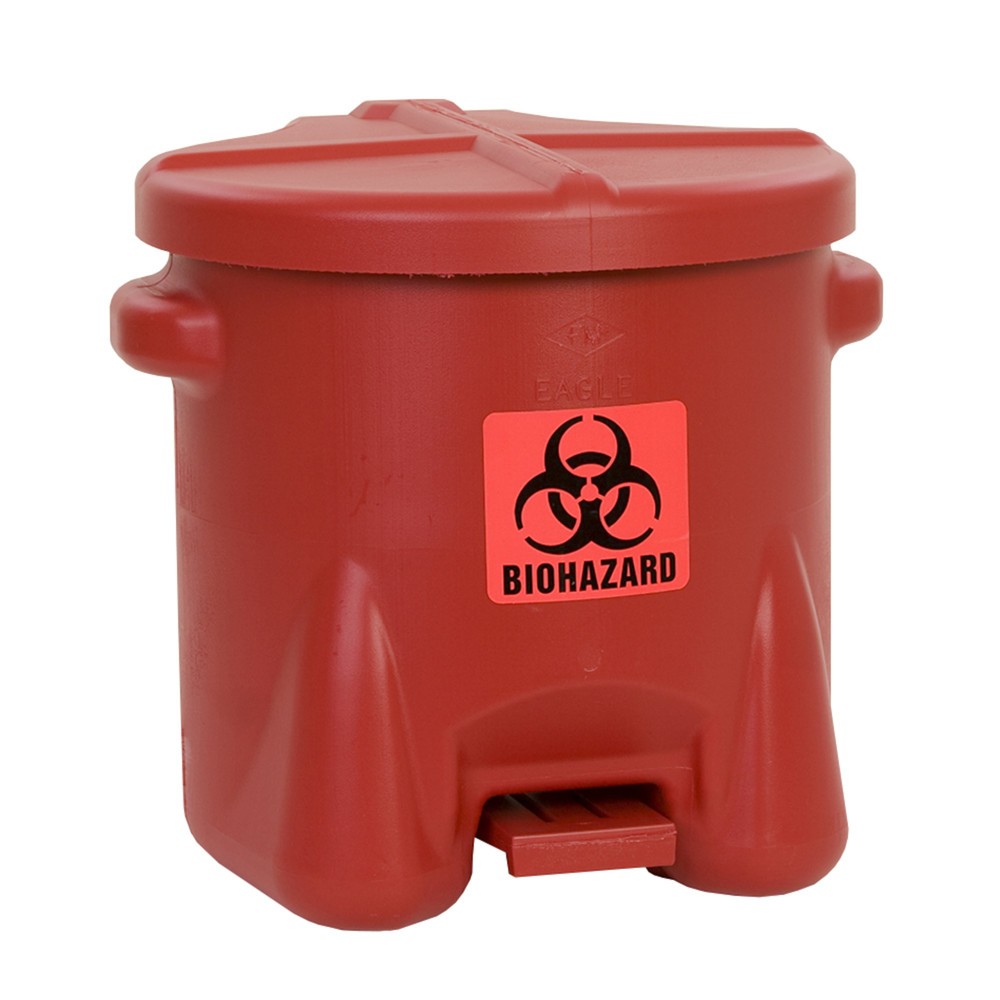 Justrite® Abfalleimer Eagle, biogefährdende Stoffe, HDPE, 37,9 Liter, rot