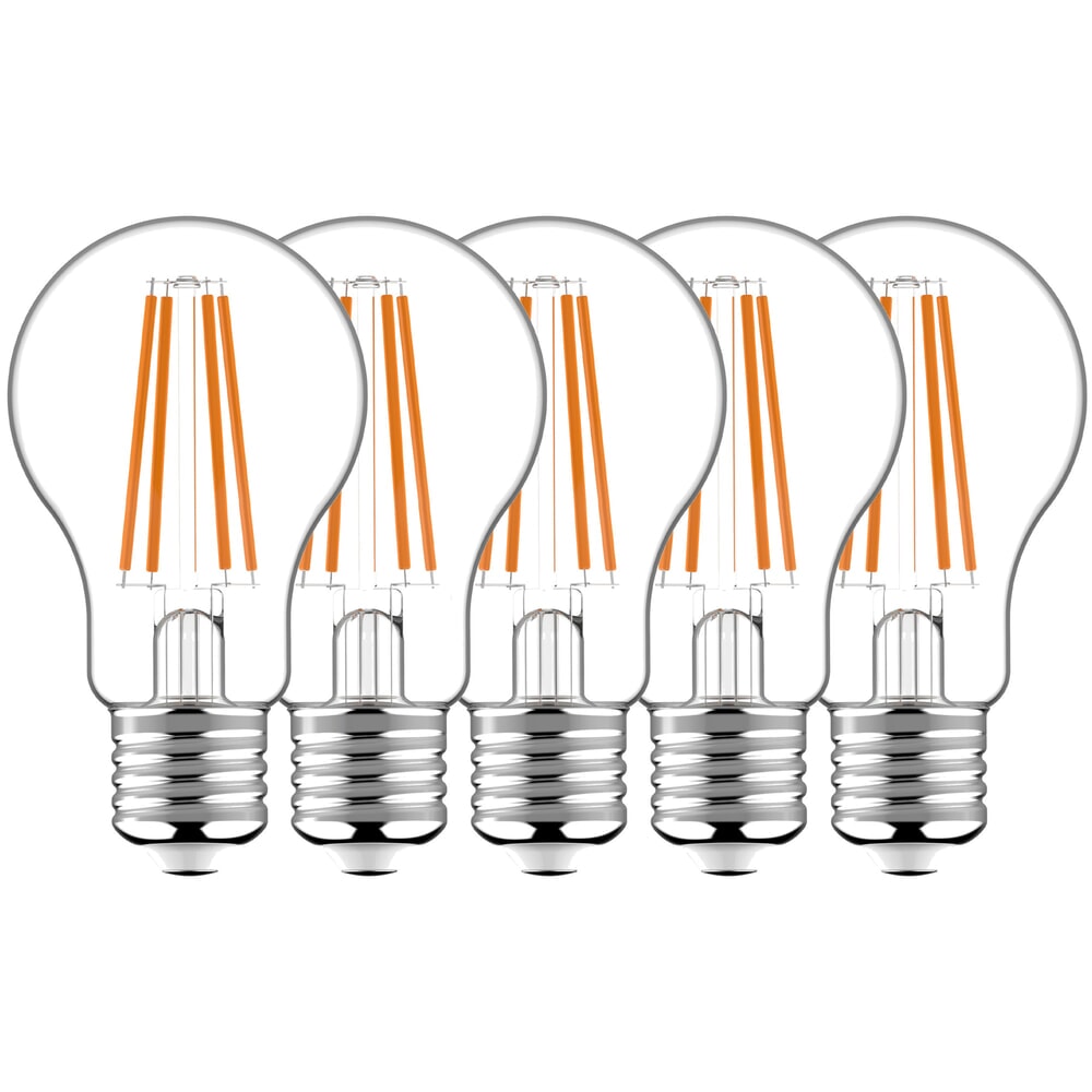 LED Filament Leuchtmittel Klassisch A60 E27 7W 806lm 2700K klar 330° 5er-Pack