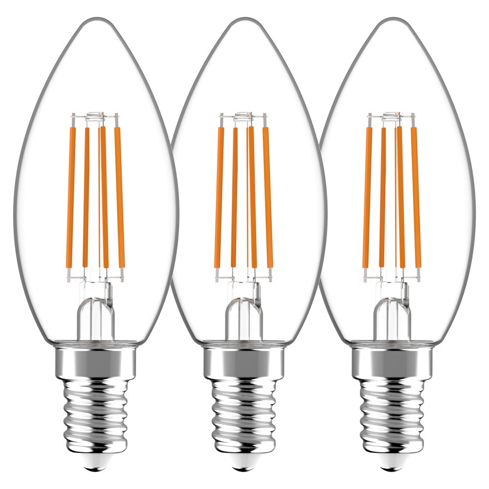 LED Filament Leuchtmittel Kerze C35 E14 4,5W 470lm 2700K klar 330° 3er-Pack