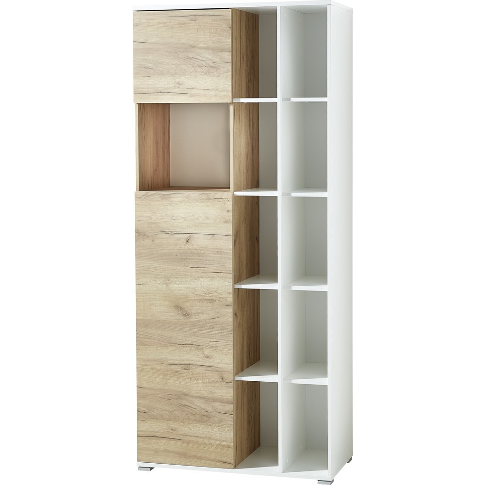 Aktenschrank LIONI, 11 offene Fächer, Weiss/Navarra-Eiche-Nb.