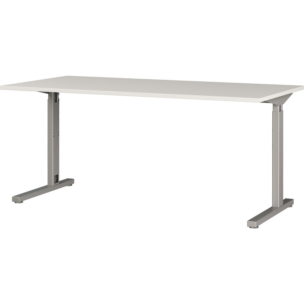 Schreibtisch PROFI, 1.600 x 800 mm, mech. höhenverstellbar, Lichtgrau/Silber