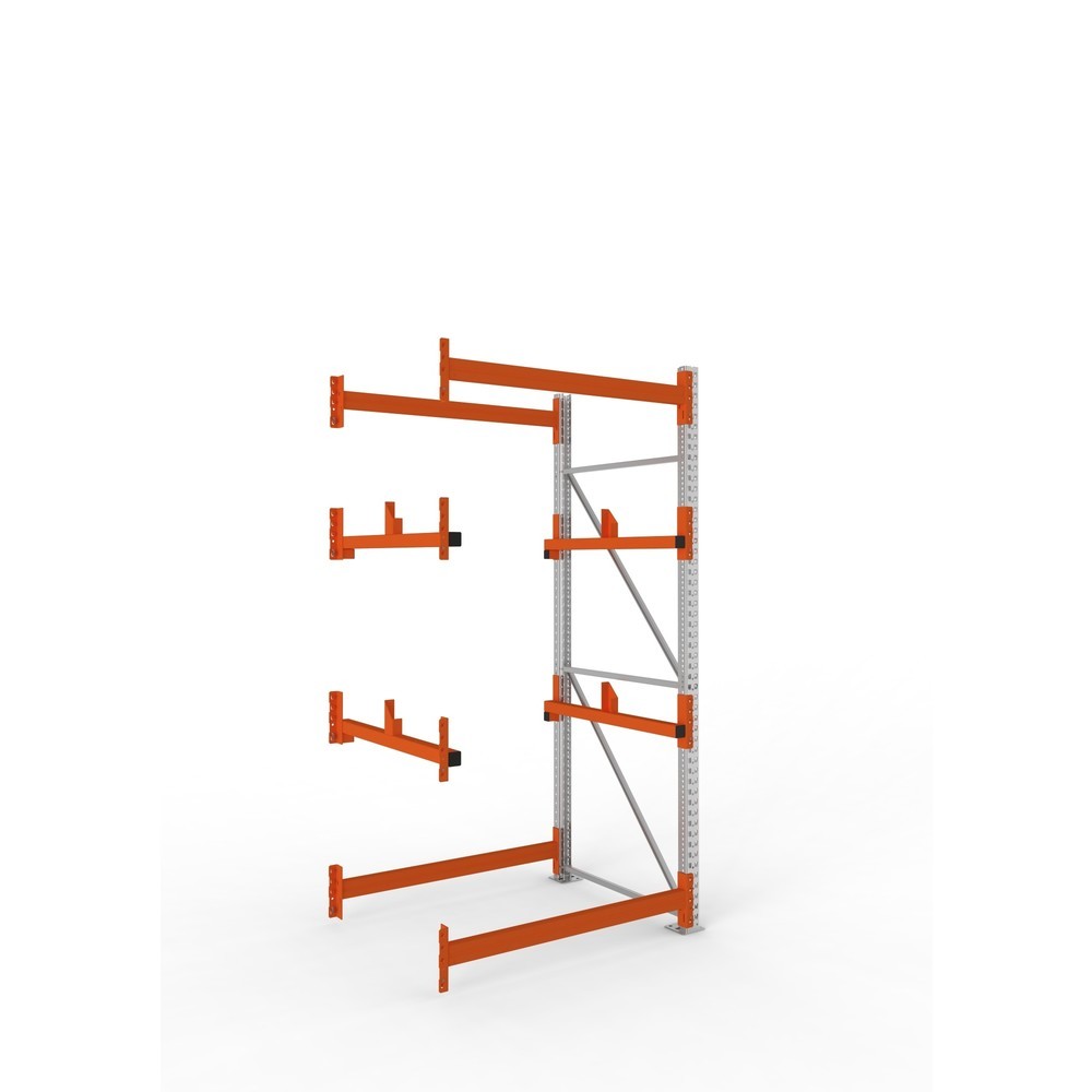 META MULTIPAL Kabeltrommelregal Typ 1, AF, HxBxT 2.700 x 1.300 x 1.100 mm, verzinkt, RAL 2001 rotorange, mit 2 Trommelaufnahmen, ohne Achsen, mit Kabeltrommelauflage
