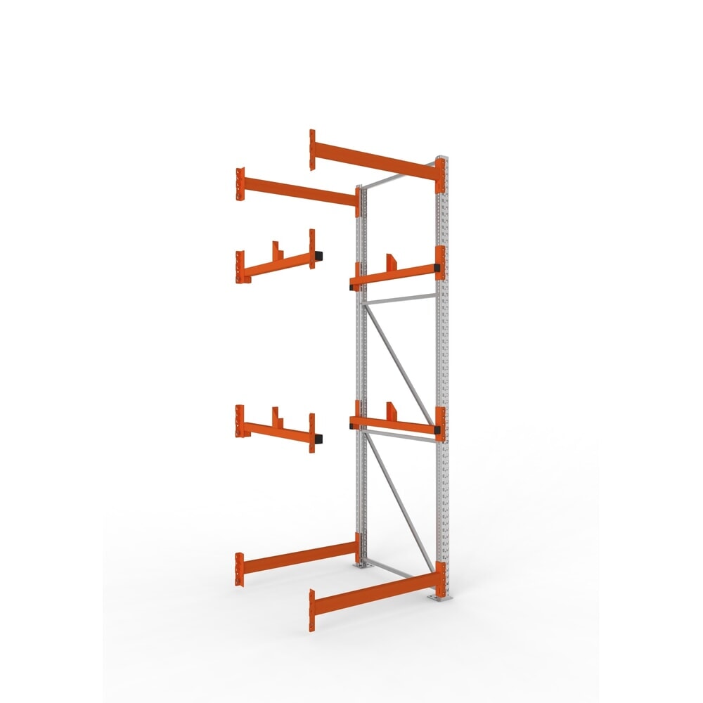 META MULTIPAL Kabeltrommelregal Typ 1, AF, HxBxT 3.300 x 1.100 x 1.100 mm, verzinkt, RAL 2001 rotorange, mit 2 Trommelaufnahmen, ohne Achsen, mit Kabeltrommelauflage