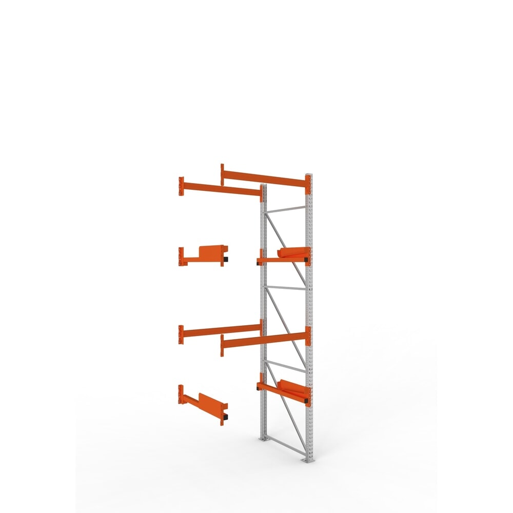 META MULTIPAL Kabeltrommelregal Typ 2, AF, HxBxT 3.800 x 1.300 x 1.100 mm, verzinkt, RAL 2001 rotorange, mit 2 Trommelaufnahmen, ohne Achsen, mit Kabeltrommelauflage
