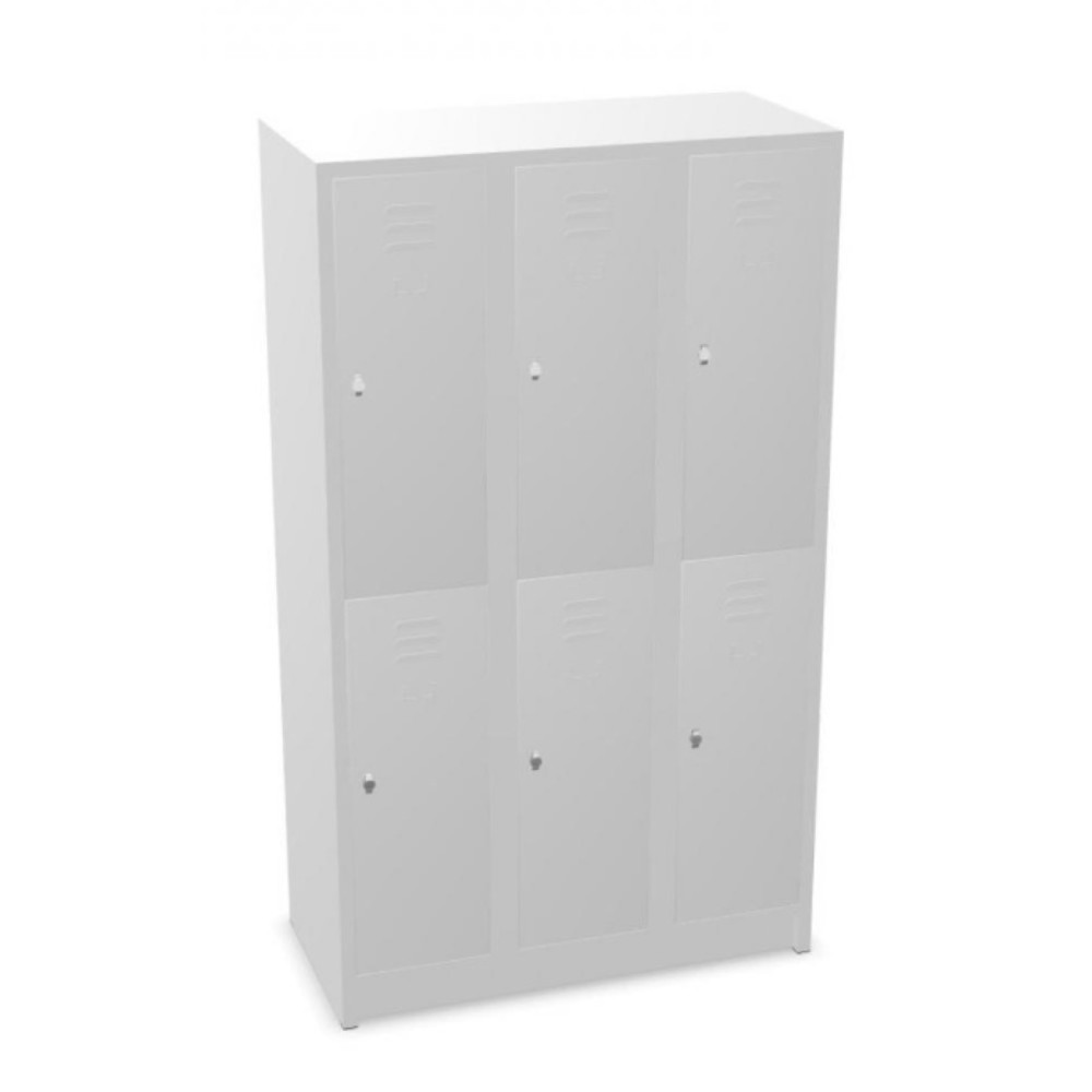 CEHA Garderobenspind mit Sitzbank HG-SB-2, Drehriegelverschluss, 2-stöckig, 6 Fächer, HxBxT 1.800 x 900 x 500 mm, lichtgrau