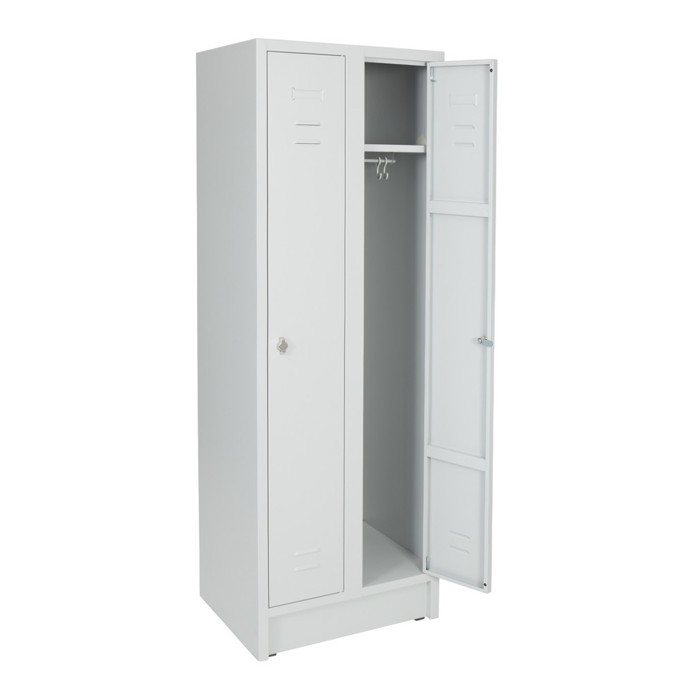 CEHA Kleiderspind mit Sitzbank HG-SB-1, Drehriegelverschluss, 2 Abteile, HxBxT 2.100 x 600 x 500 mm, lichtgrau