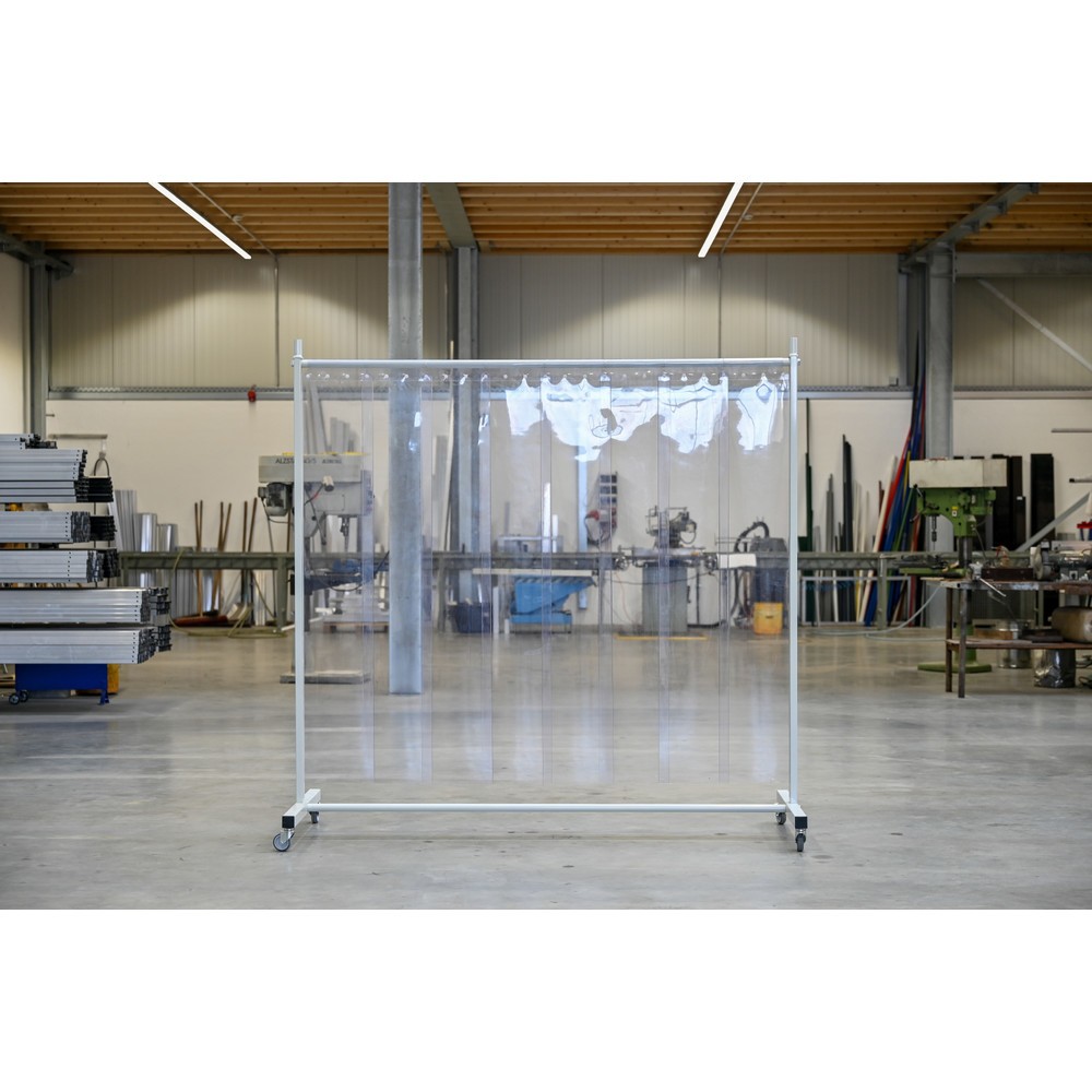 Mobile Schutzstellwand, 1-tlg., Lamellen 2 mm, transparent