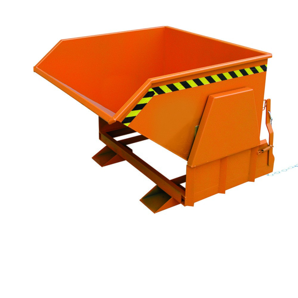 Eichinger® Kippbehälter mit geschützten Abrollkufen, 1000 kg, 500 Liter, reinorange