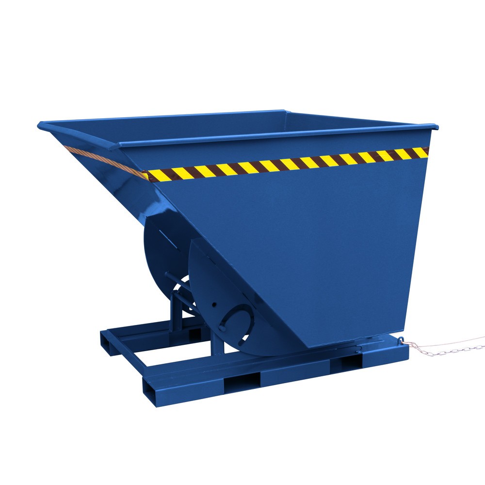Eichinger® Kippbehälter in hoher Bauhöhe, quer zur und in Fahrtrichtung kippbar, 1000 kg, 600 Liter, enzianblau