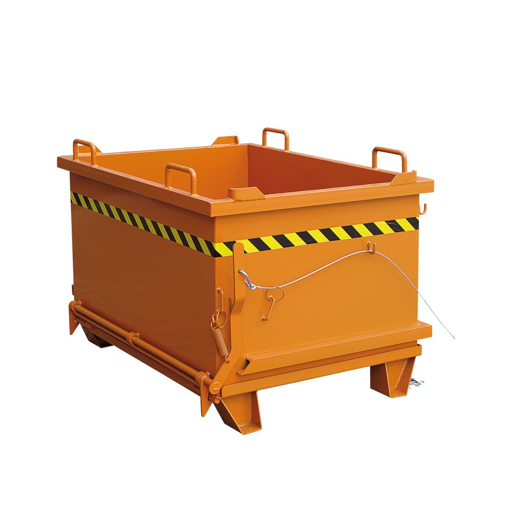 Eichinger® Schwerlast-Kippbehälter Schutt mit Klappboden, 2000 kg, 1500 Liter reinorange