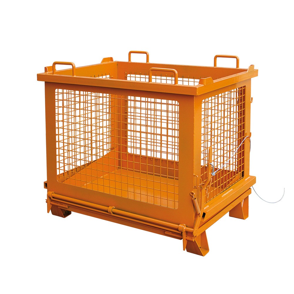 Eichinger® Gitter-Kippbehälter mit entriegelbarer Bodenklappe, 500 kg, 1000 Liter, reinorange