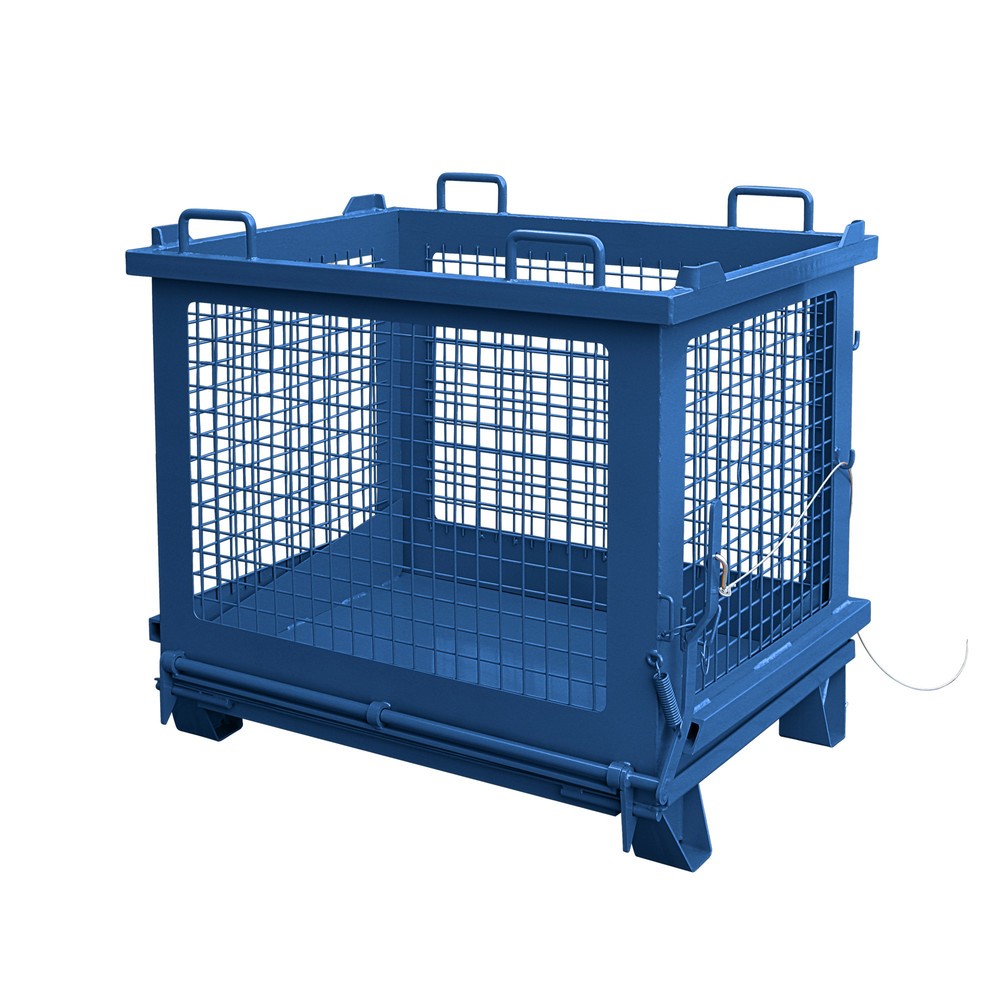 Eichinger® Gitter-Kippbehälter mit entriegelbarer Bodenklappe, 500 kg, 1000 Liter, enzianblau