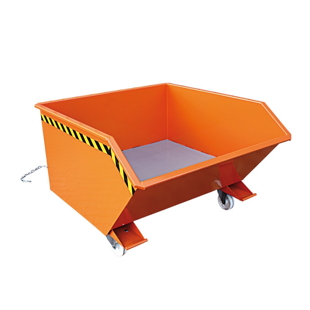 Eichinger® Spänebehälter mit Lochblech-Boden und Ablasshahn, 1500 kg, 1500 Liter, reinorange