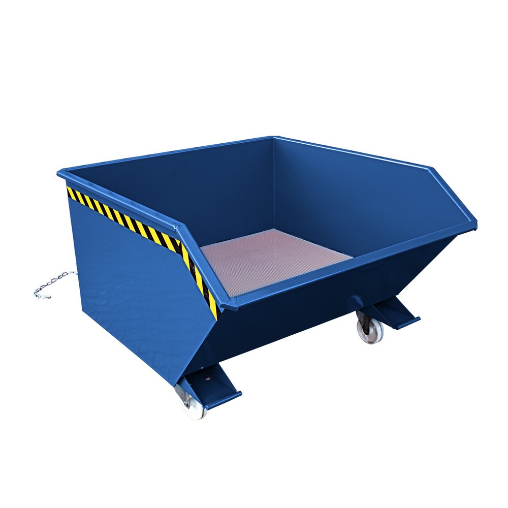 Eichinger® Spänebehälter mit Lochblech-Boden und Ablasshahn, 1500 kg, 1000 Liter, enzianblau