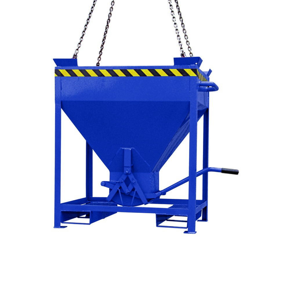 Eichinger® Silobehälter Einfahrtaschen und Kranösen, mittigem, per Hebel bedienbarem Auslauf, 300 LIter enzianblau