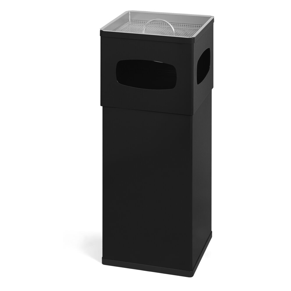 Ascher-Abfall-Kombination aus Aluminium, quadratisch, 50 Liter, schwarz