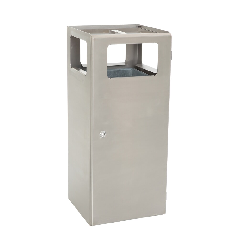 Ascher-Abfall-Kombination Pyramide, quadratisch, Basisbehälter aus Edelstahl, 70 Liter
