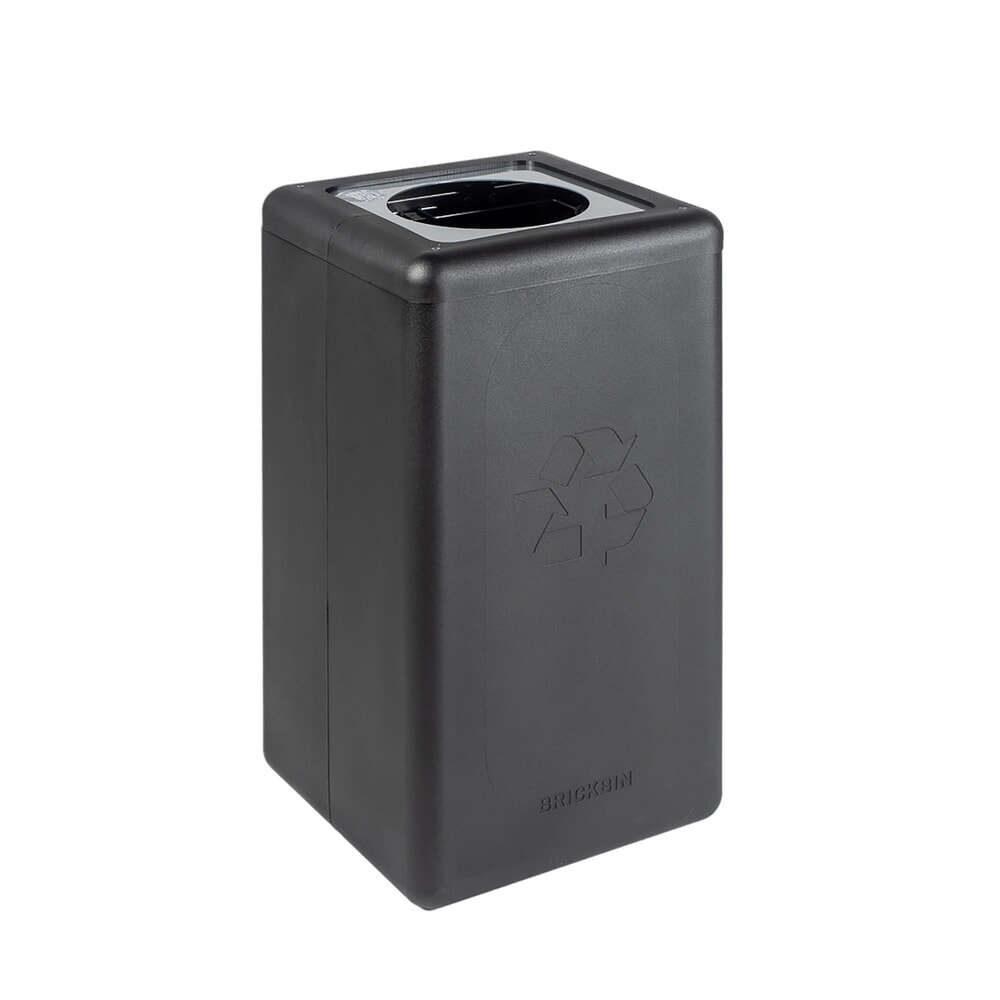 BRICKBIN Abfallbehälter für Restmüll, aus recyceltem Kunststoff, 65 Liter, quadratisch, schwarz/grau