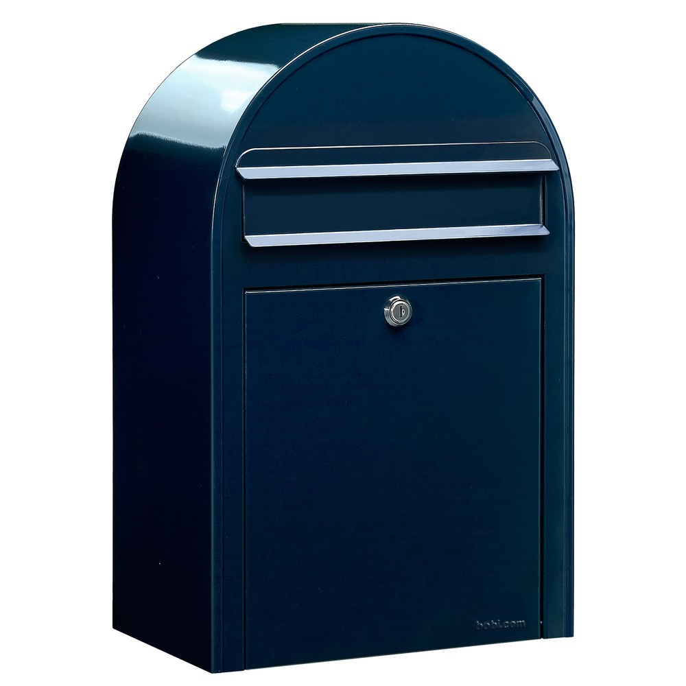 Briefkasten Bobi mit Einwurföffnung, HxBxL 500 x 320 x 210 mm, verzinkter Stahl, blau