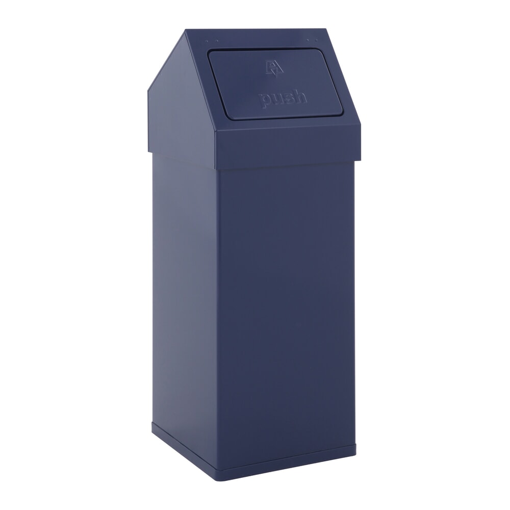 CARRO Push Abfallbehälter, 55 Liter, aus Aluminium, blau