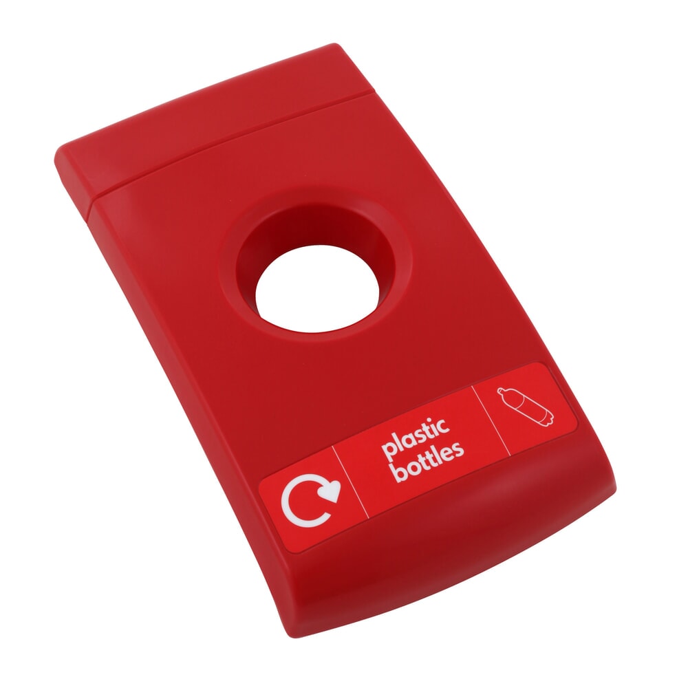 Deckel für ENVIROBIN Midi/Mini Abfallbehälter, rot, Aufschrift "plastic bottles"