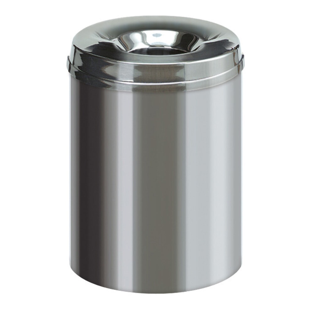 Sicherheitspapierkorb, selbstlöschend, Edelstahl, 15 Liter