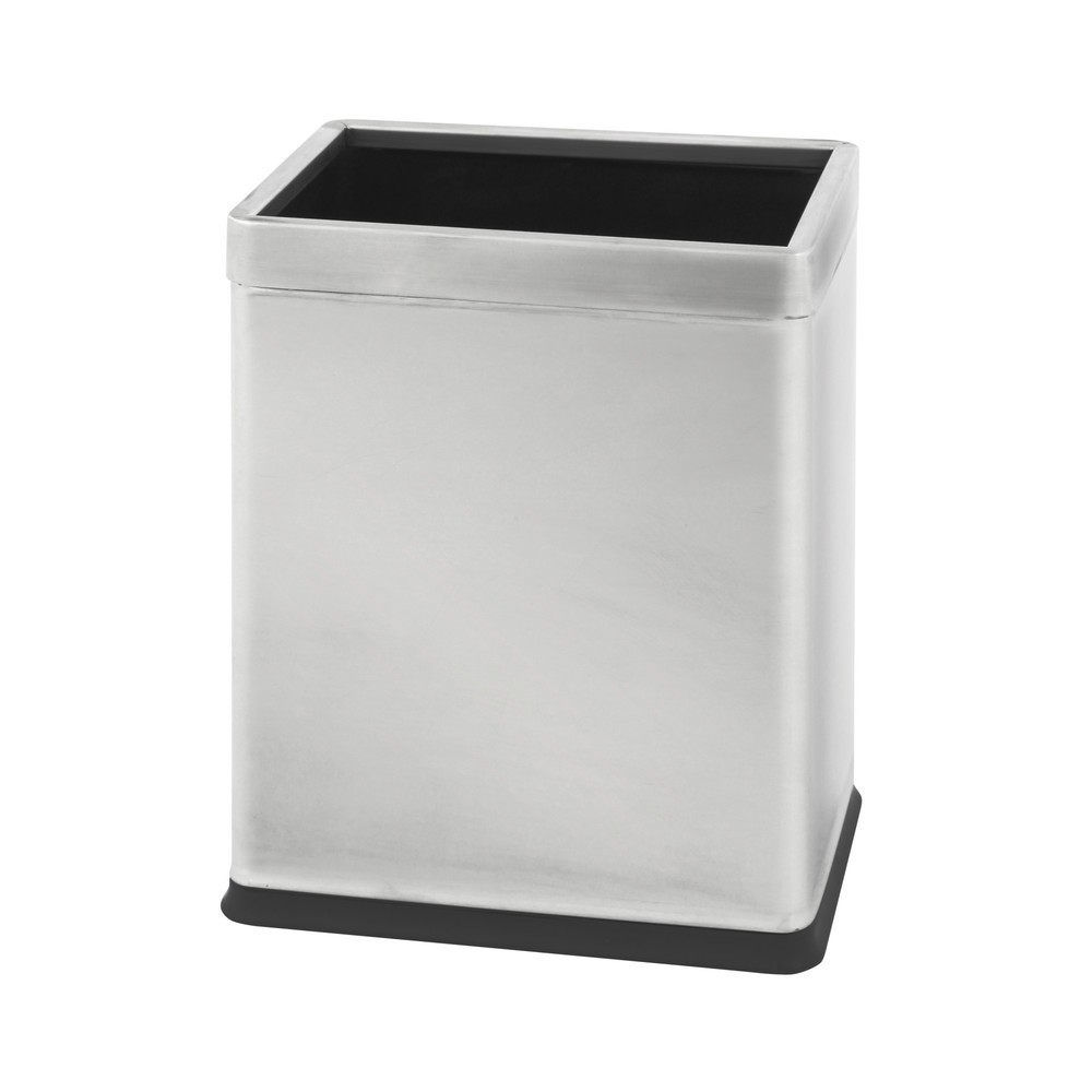Doppelwand-Papierkorb, rechteckig, 10 Liter, Edelstahl mattiert