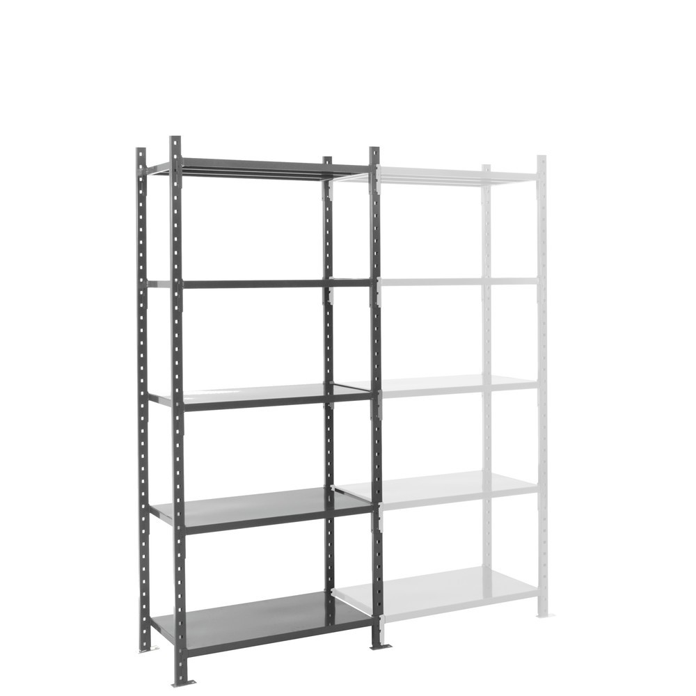 ManOrga Fachbodenregal graphitgrau mit Stahlblechböden, Fachlast 500 kg, HxBxT 2.500 x 1.050 x 810 mm