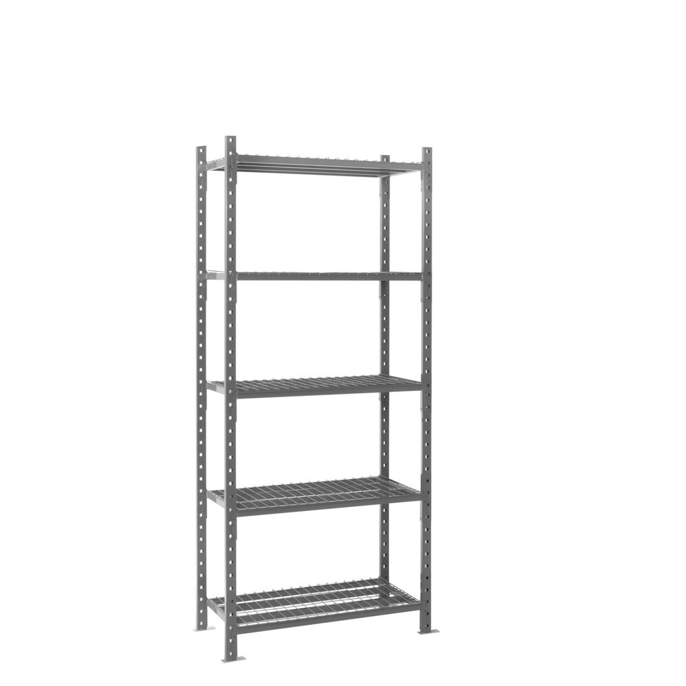 ManOrga Fachbodenregal graphitgrau mit Gitterböden, Fachlast 500 kg, HxBxT 2.500 x 1.050 x 510 mm