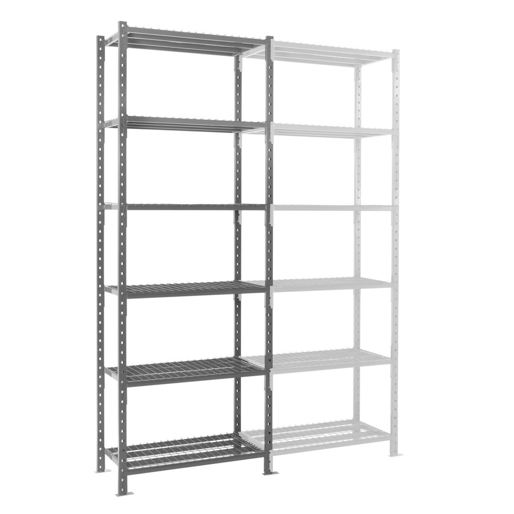ManOrga Fachbodenregal graphitgrau mit Gitterböden, Fachlast 500 kg, HxBxT 3.000 x 1.050 x 610 mm