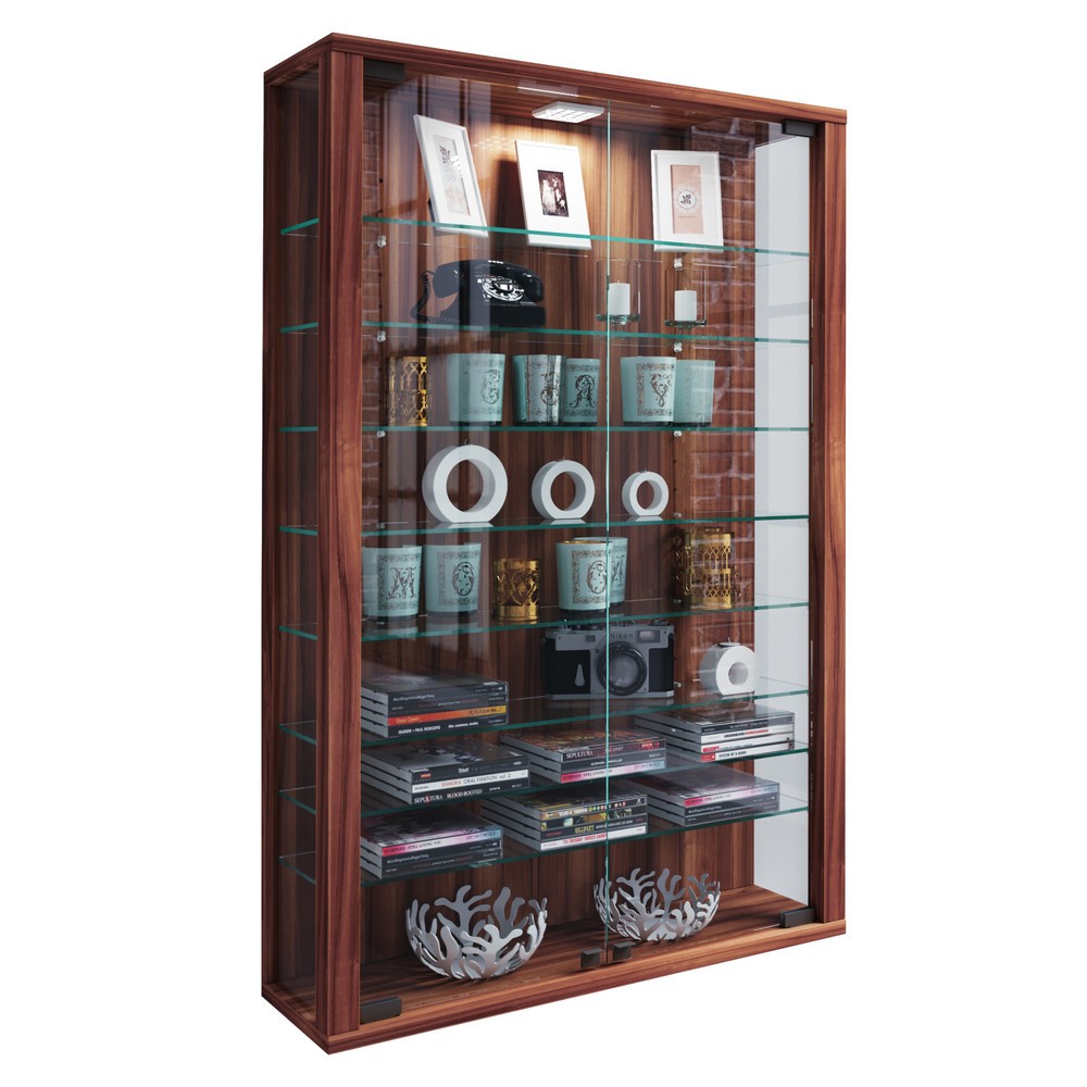 VCM Wandvitrine Vitrosa Mini, Kern-Nussbaum