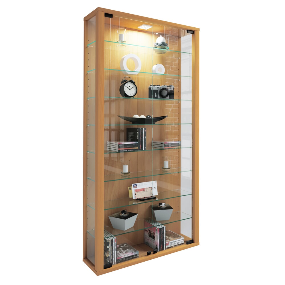 VCM Wandvitrine Vitrosa Maxi, inkl. LED-Beleuchtung, Buche