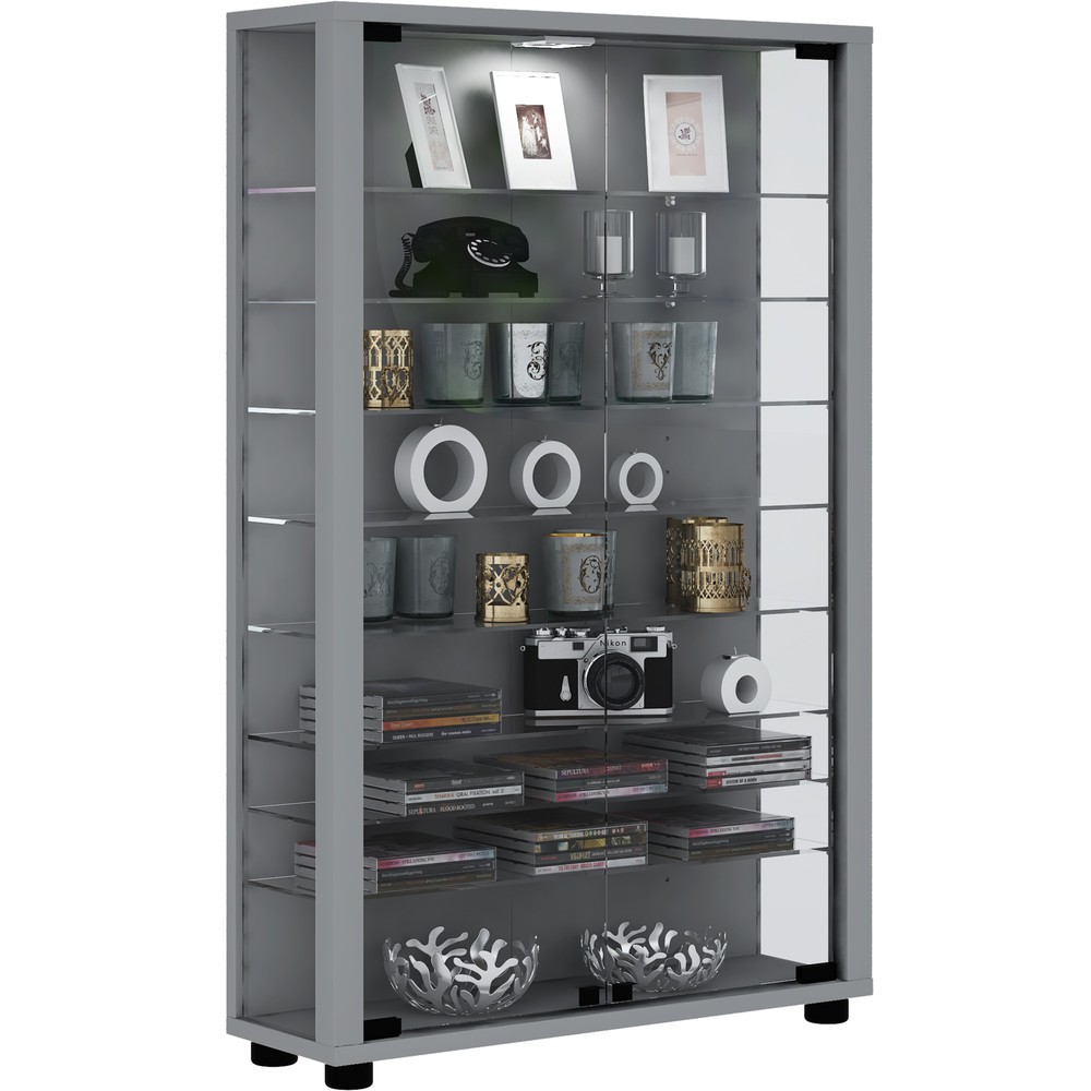 VCM Standvitrine Lumo Mini, silber