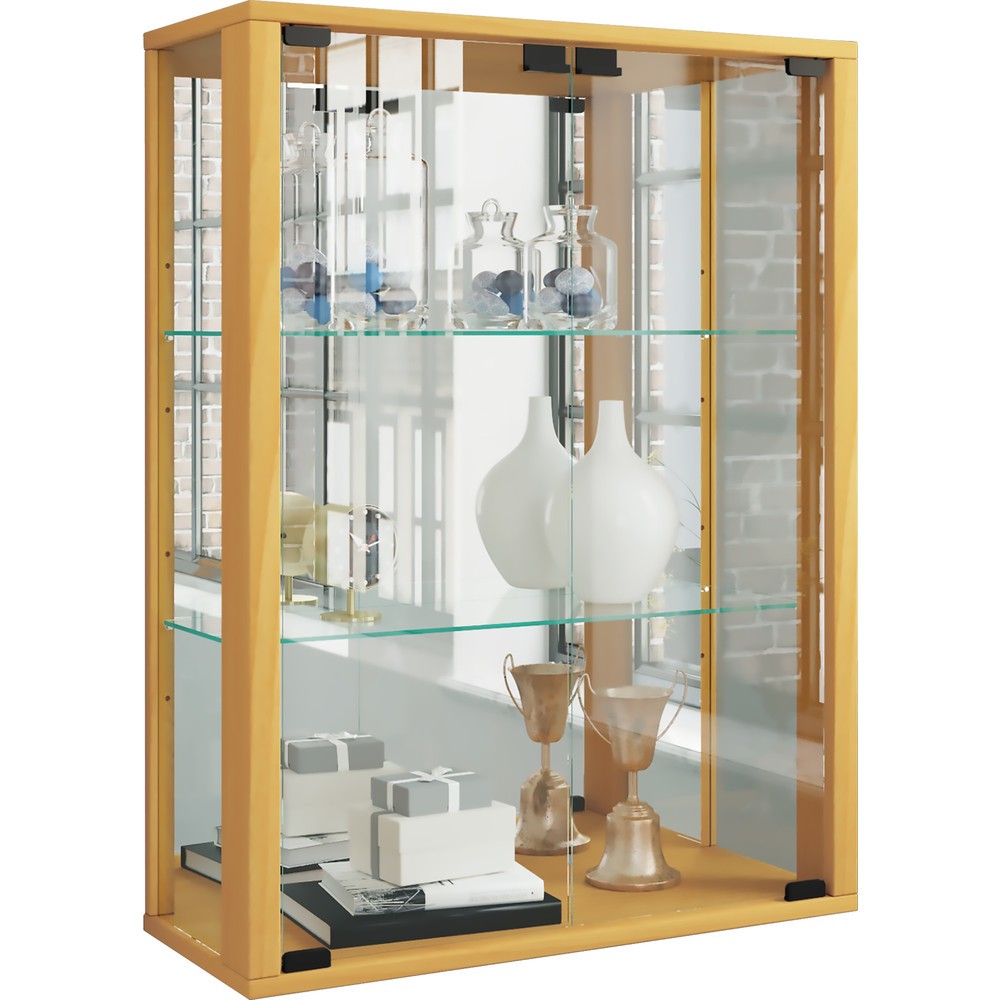 VCM Wandvitrine Udina mit Spiegel, inkl. LED-Beleuchtung, Buche