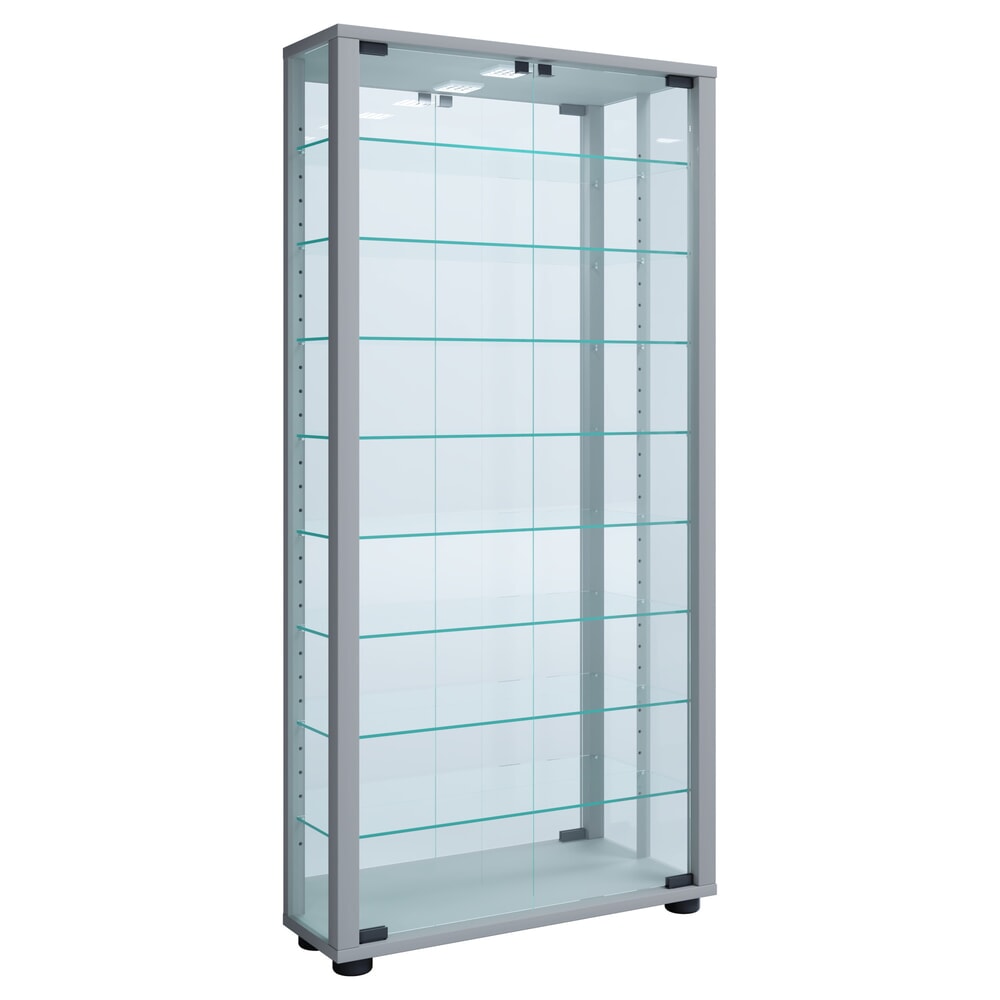 VCM Wandvitrine Vitrosa Maxi mit Spiegel, inkl. LED-Beleuchtung, silber