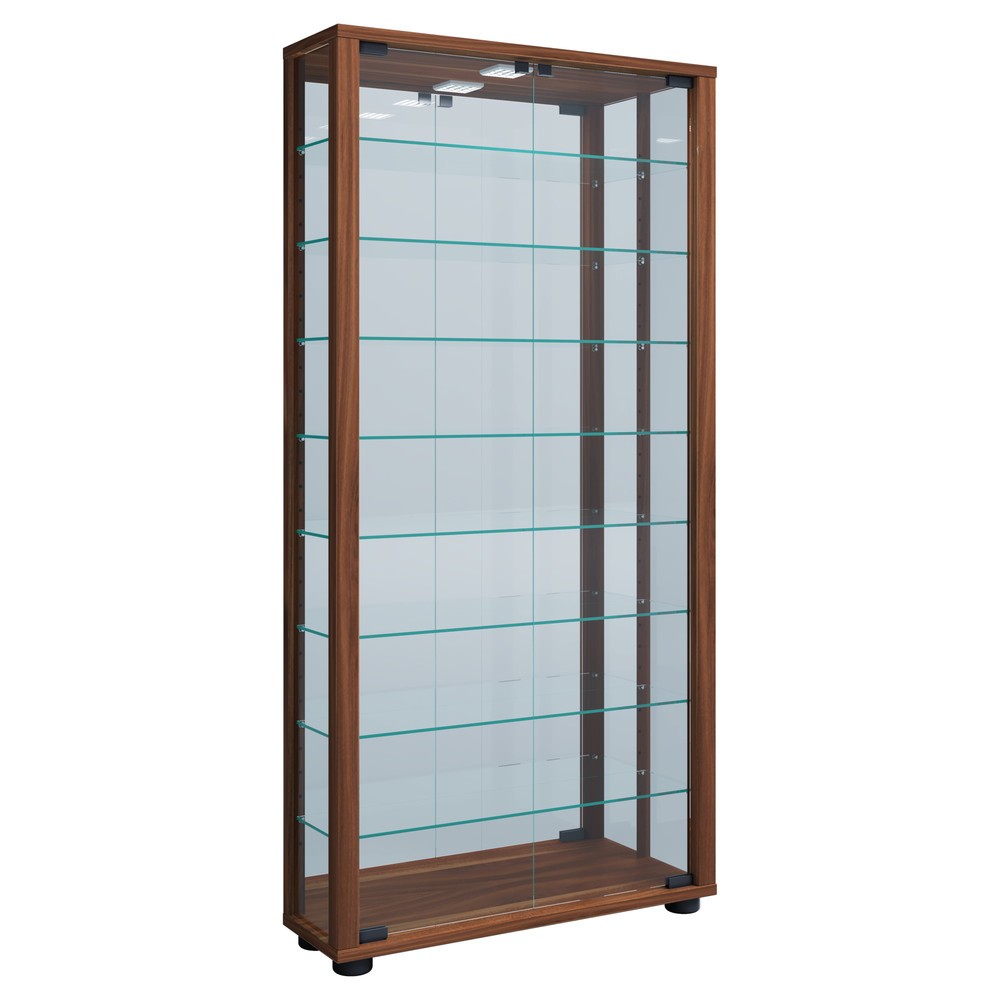 VCM Wandvitrine Vitrosa Maxi mit Spiegel, Kern-Nussbaum