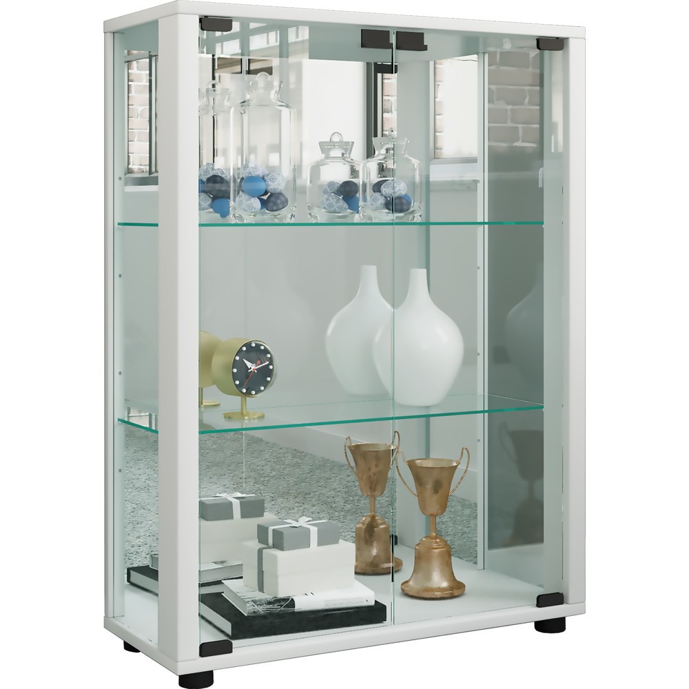 VCM Standvitrine Sintalo mit Spiegel, weiss